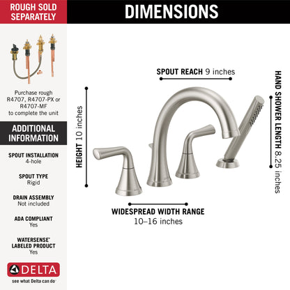 Delta Kayra T4733 Roman Tub Trim with Hand Shower
