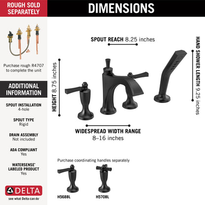 Delta Dorval T4756 Roman Tub with Hand Shower Trim - Less Handles