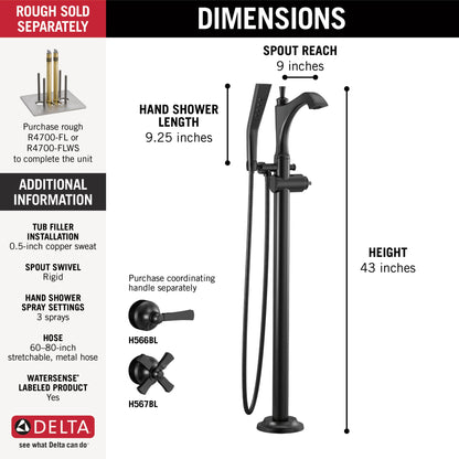 Delta Dorval T4756 Roman Tub with Hand Shower Trim - Less Handles