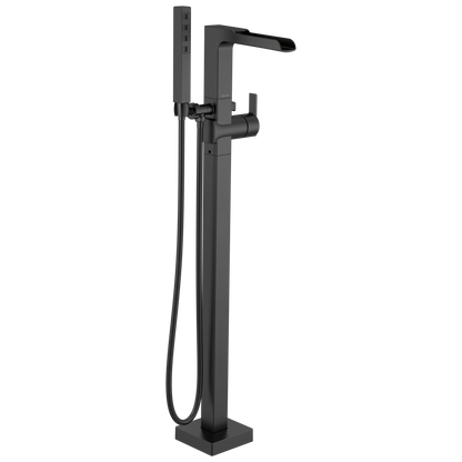 Delta Ara T4768 Single Handle Floor Mount Channel Spout Tub Filler Trim with Hand Shower