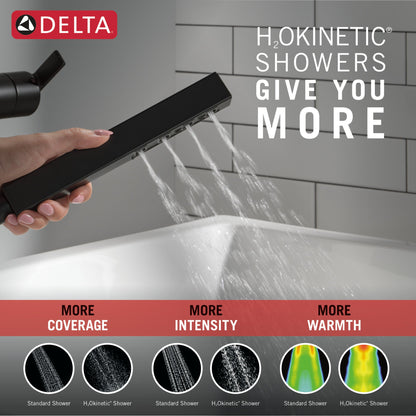 Delta Ara T4768 Single Handle Floor Mount Channel Spout Tub Filler Trim with Hand Shower