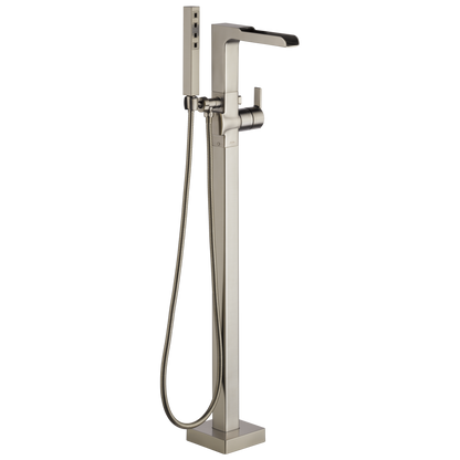 Delta Ara T4768 Single Handle Floor Mount Channel Spout Tub Filler Trim with Hand Shower