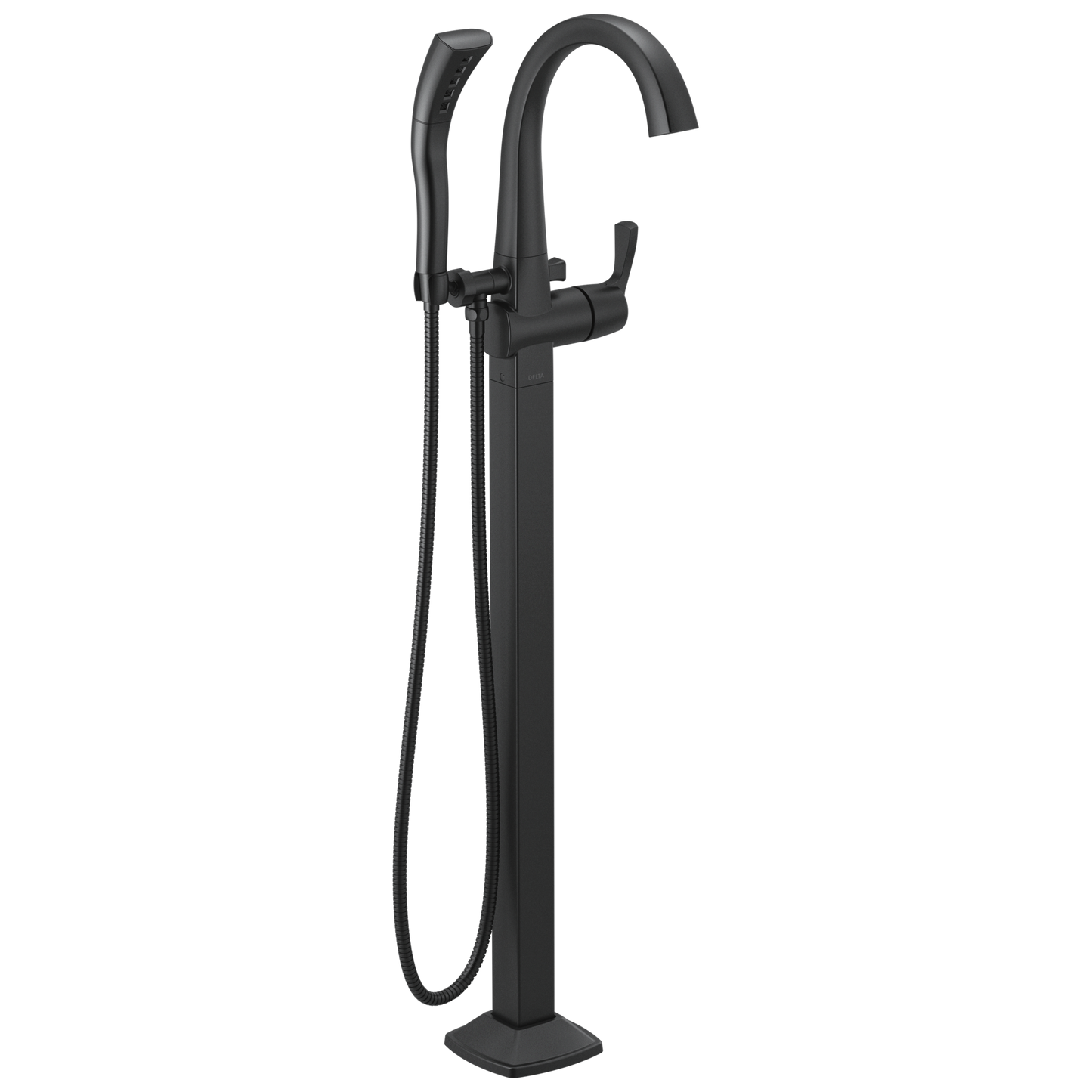 Delta Stryke T4777 Single Handle Floor Mount Tub Filler Trim, matte black