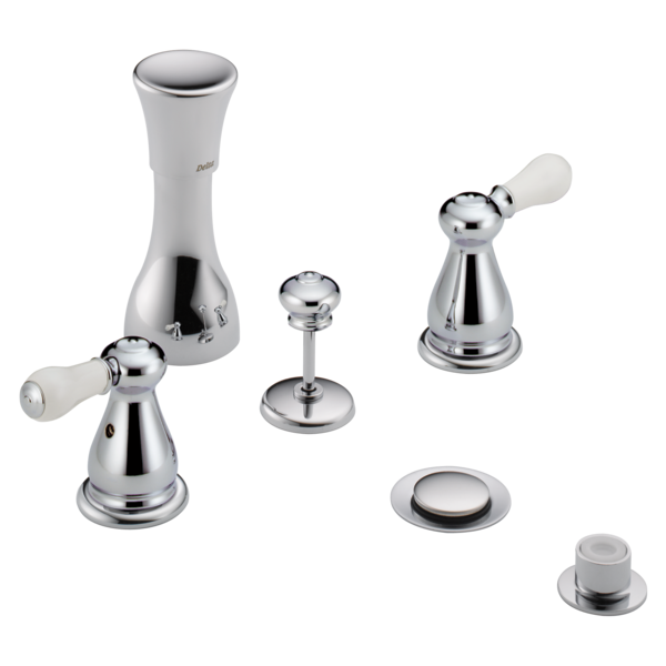 Delta Leland H277SS Porcelain Lever Handle Set - Bathroom