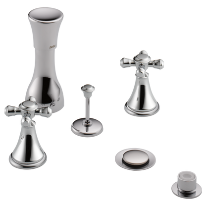 Delta Cassidy H295RB Metal Cross Handle Set - Deck Mount Bathroom & Bidet