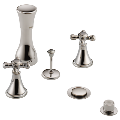 Delta Cassidy H295RB Metal Cross Handle Set - Deck Mount Bathroom & Bidet