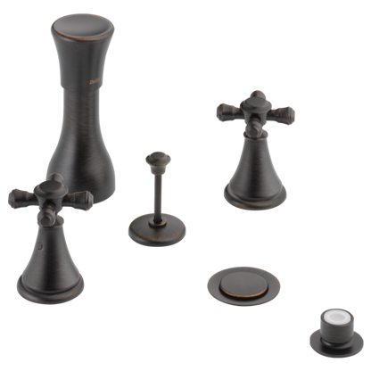 Delta Cassidy H295RB Metal Cross Handle Set - Deck Mount Bathroom & Bidet
