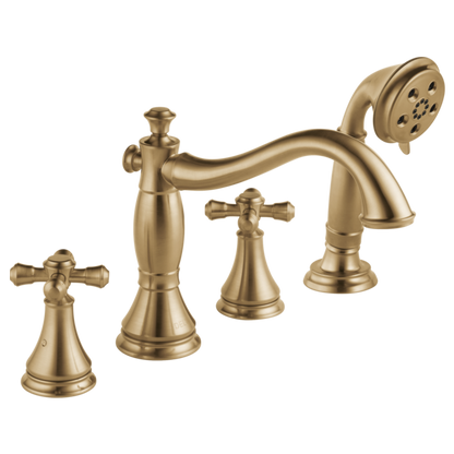 Delta Cassidy H695SS Metal Cross Handle Set - Roman Tub