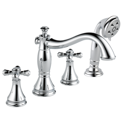 Delta Cassidy H695SS Metal Cross Handle Set - Roman Tub