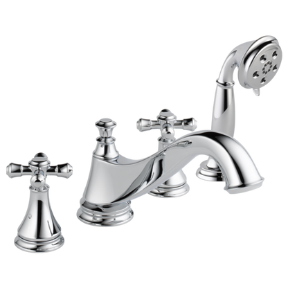 Delta Cassidy H695SS Metal Cross Handle Set - Roman Tub