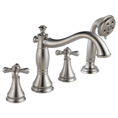 Delta Cassidy H695SS Metal Cross Handle Set - Roman Tub