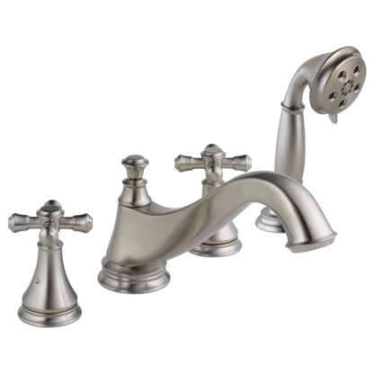 Delta Cassidy H695SS Metal Cross Handle Set - Roman Tub