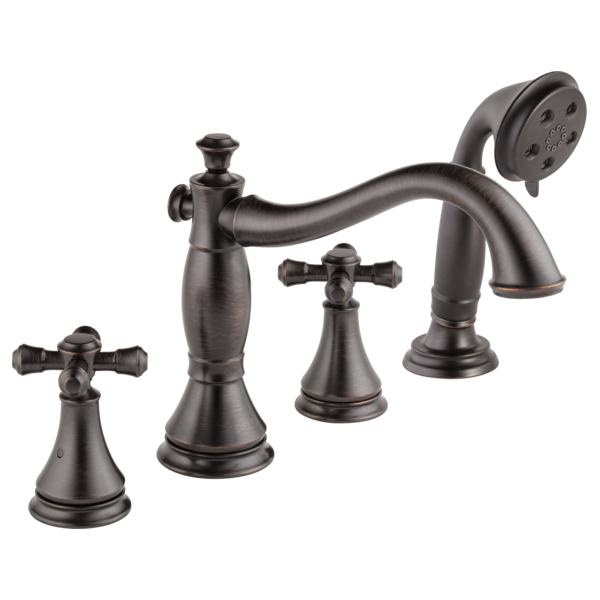 Delta Cassidy H695SS Metal Cross Handle Set - Roman Tub