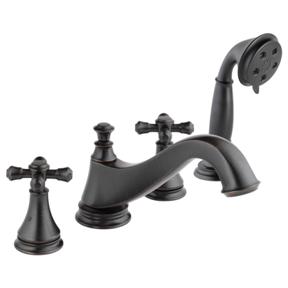 Delta Cassidy H695SS Metal Cross Handle Set - Roman Tub