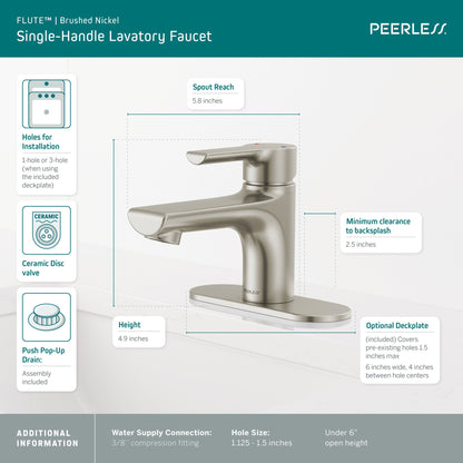 Peerless Flute P1512LF Single Top Handle Lavatory Faucet