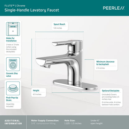 Peerless Flute P1512LF Single Top Handle Lavatory Faucet