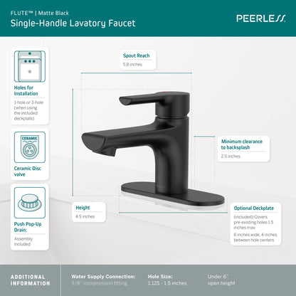 Peerless Flute P1512LF Single Top Handle Lavatory Faucet