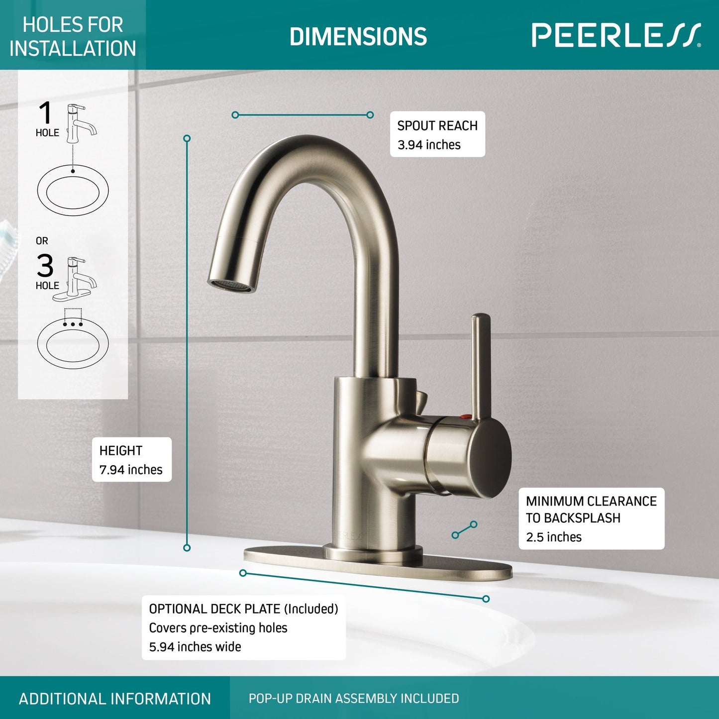 Peerless Precept P191102LF Single Handle Centerset Bathroom Faucet