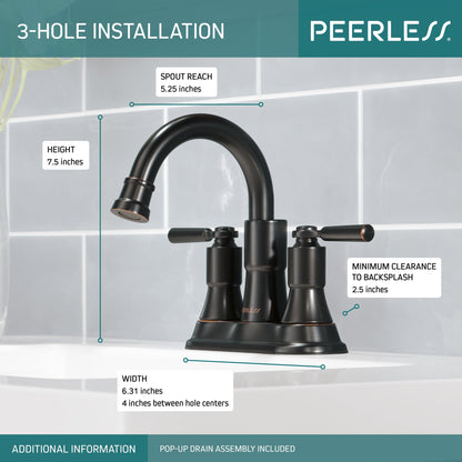 Peerless Westchester P2523LF Two-Handle Centerset Bathroom Faucet