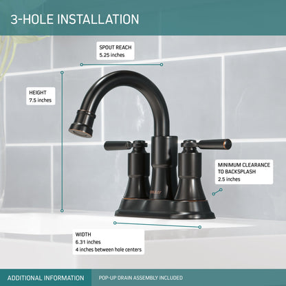 Peerless Westchester P2523LF Two-Handle Centerset Bathroom Faucet