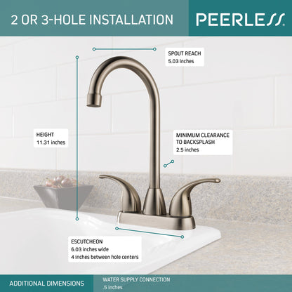 Peerless Core P288LF Two Handle Bar-Prep Faucet