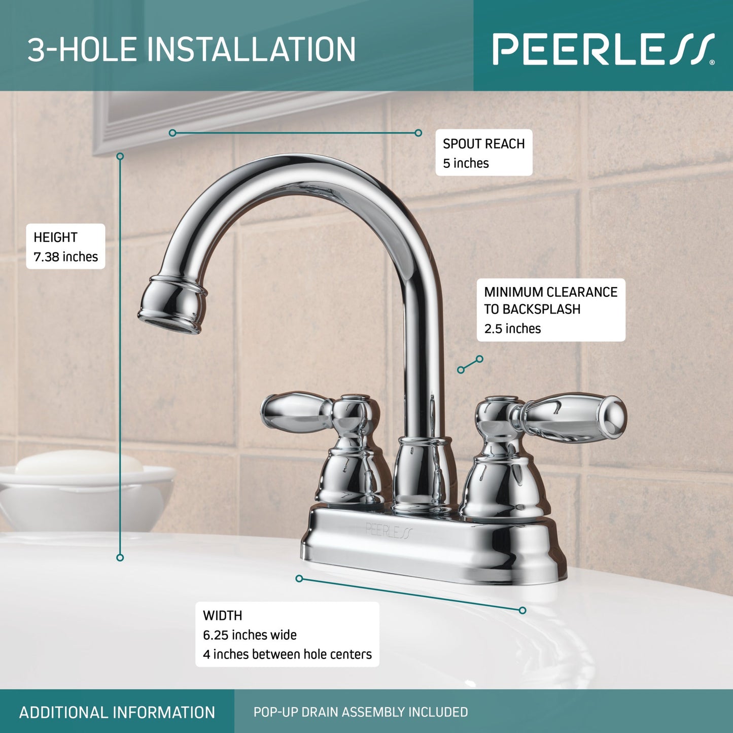 Peerless Claymore P299685LF Two Handle Bathroom Faucet