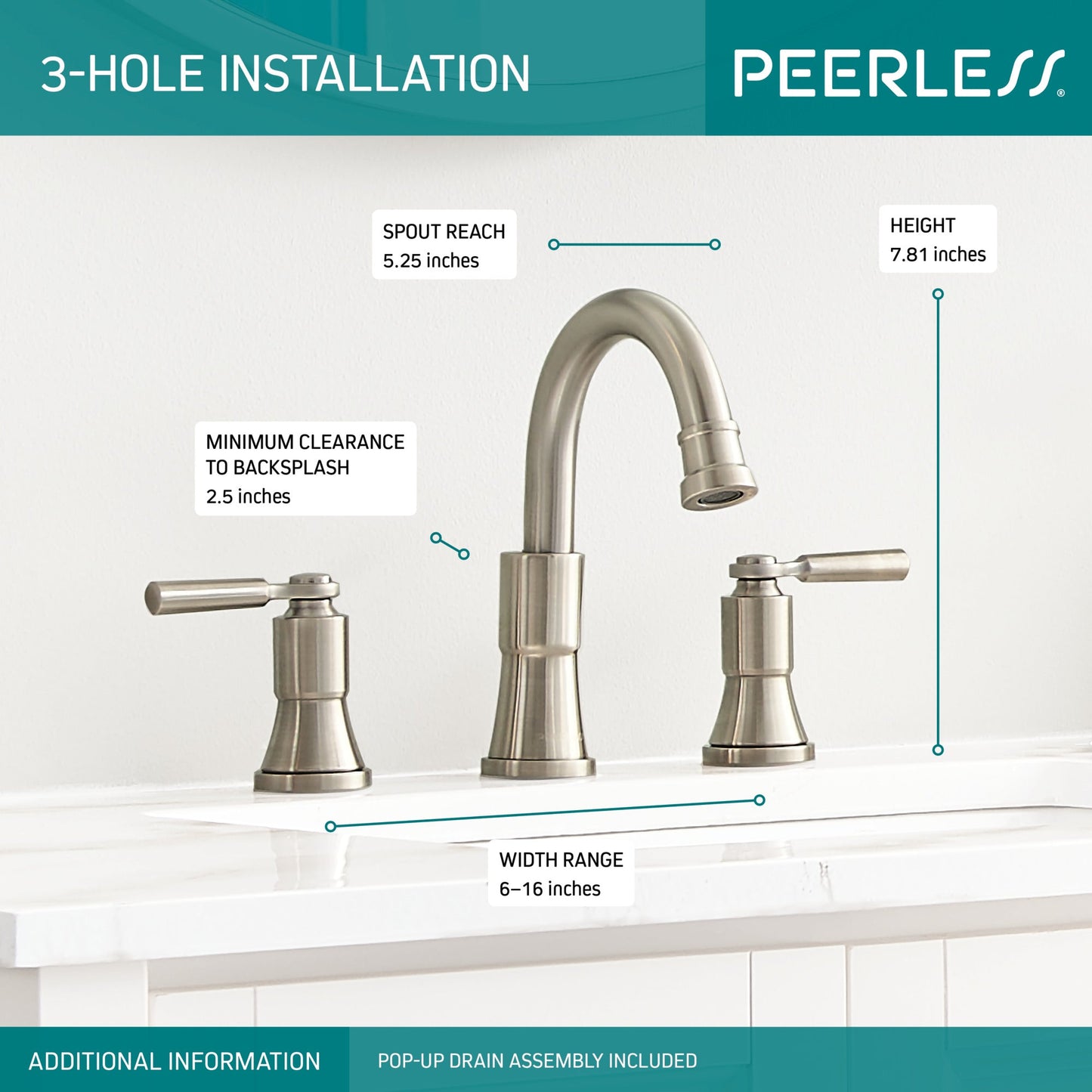 Peerless Westchester P3523LF Two-Handle Widespread Bathroom Faucet