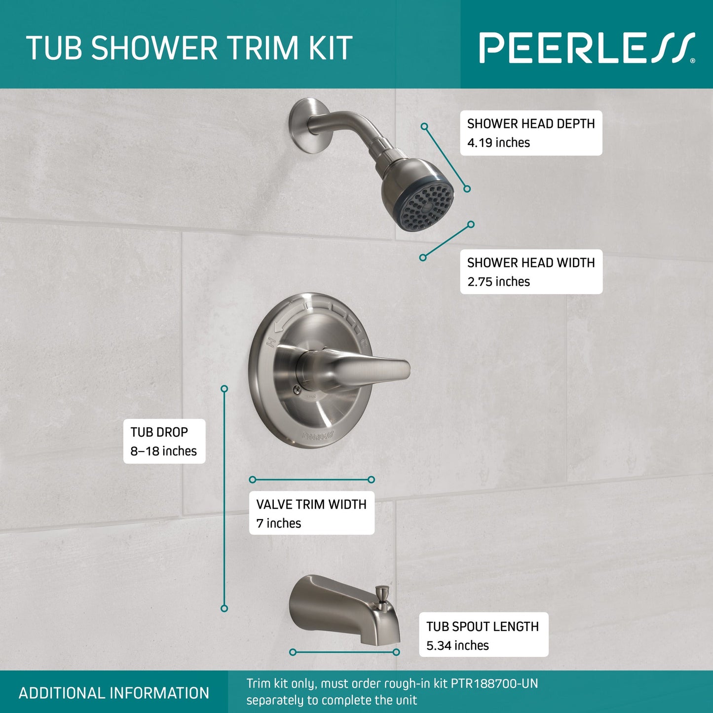 Peerless Core PTT188753 Tub and Shower Trim Kit