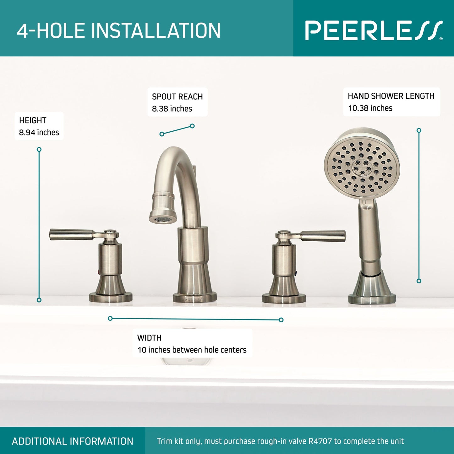 Delta Peerless Westchester:PTT4523 Roman Tub Trim Kit with Hand Shower