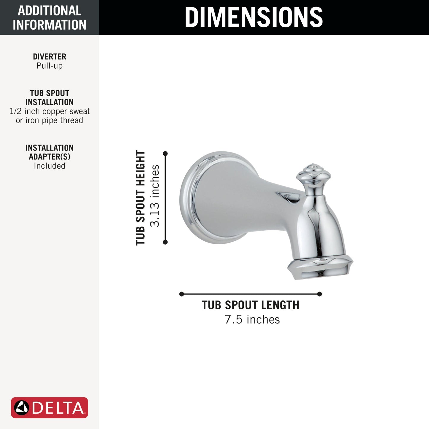 Delta Victorian RP34357SS Tub Spout - Pull-Up Diverter