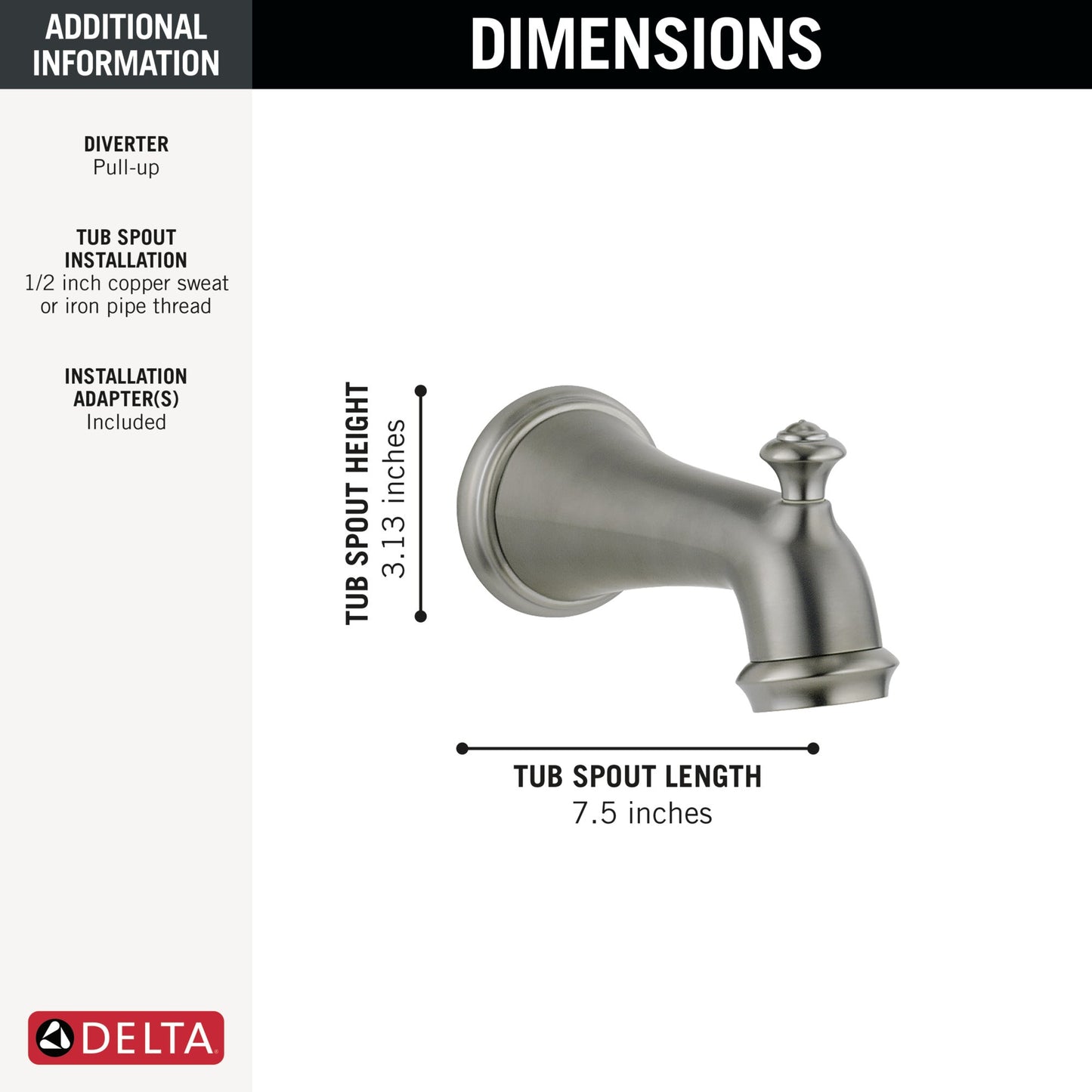 Delta Victorian RP34357SS Tub Spout - Pull-Up Diverter