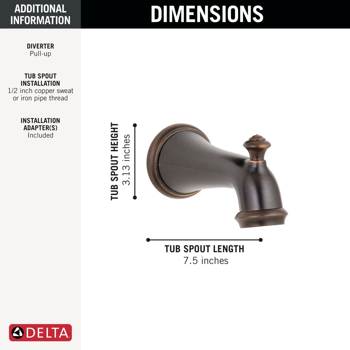 Delta Victorian RP34357SS Tub Spout - Pull-Up Diverter