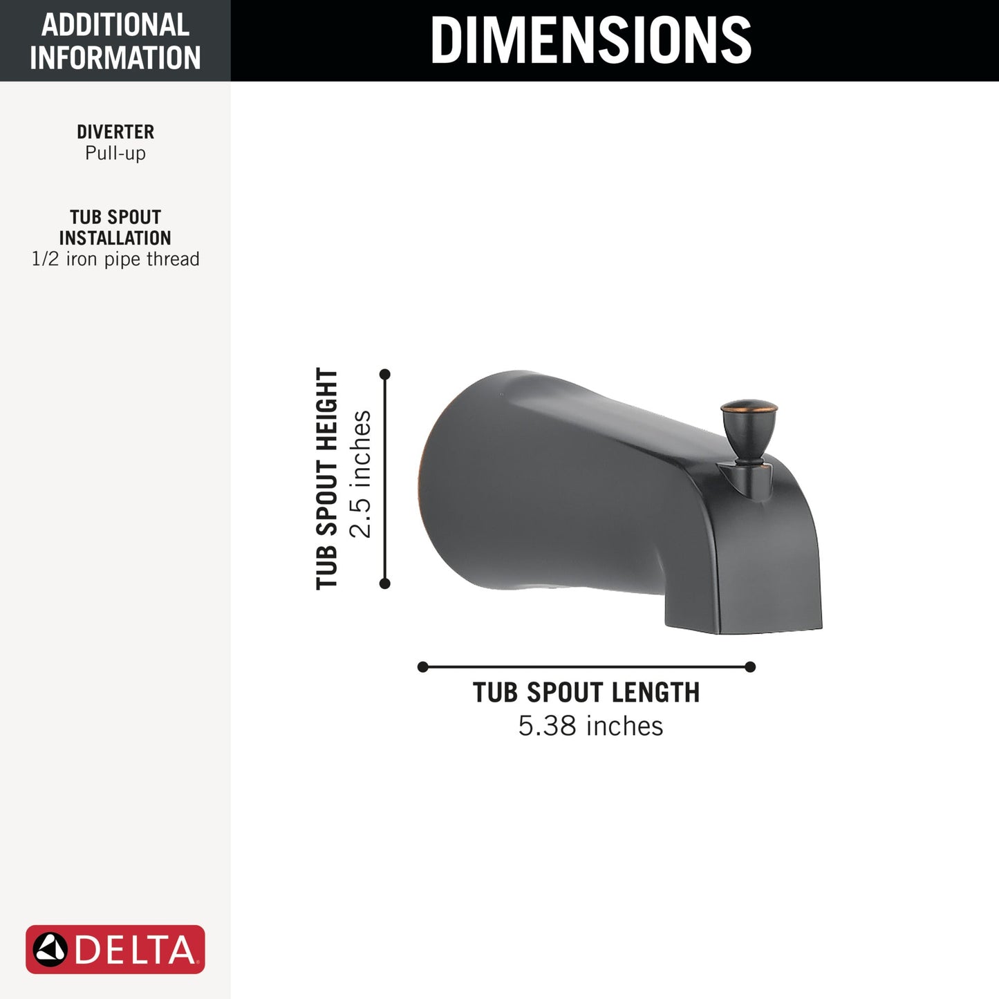 Delta RP61357OB Tub Spout - Pull-Up Diverter