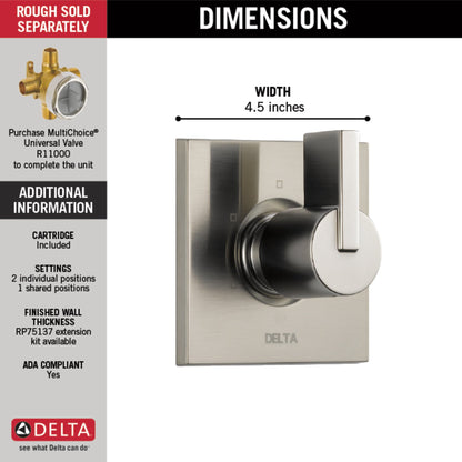 Delta Vero T11853 3-Setting 2-Port Diverter Trim