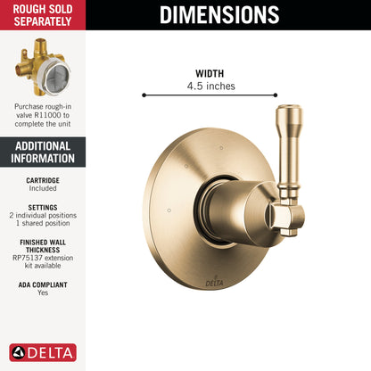 Delta Broderick T11884 3-Setting Diverter Trim
