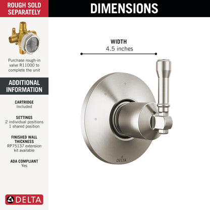 Delta Broderick T11884 3-Setting Diverter Trim