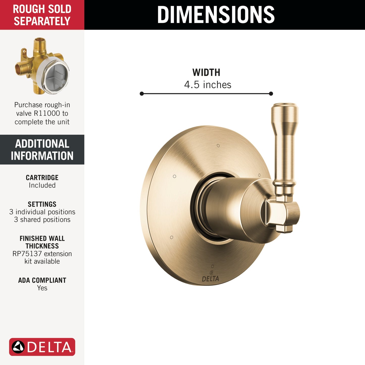 Delta Broderick T11984 6-Setting Diverter Trim