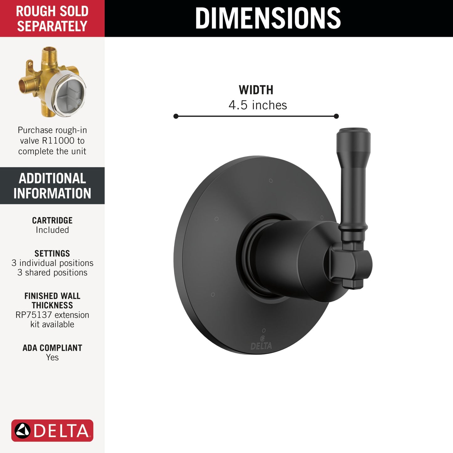 Delta Broderick T11984 6-Setting Diverter Trim