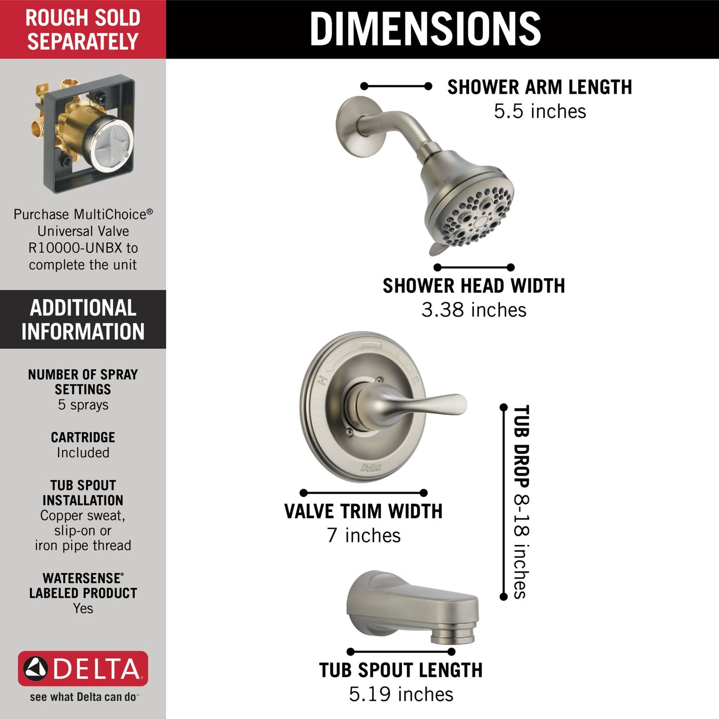 Delta Classic T13420 Monitor 13 Series Tub & Shower Trim