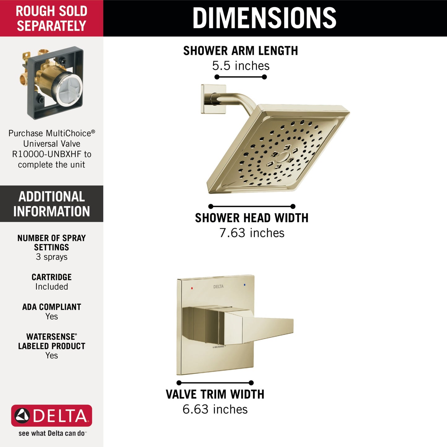 Delta Trillian T14243 14 Series H2Okinetic Shower Only Trim