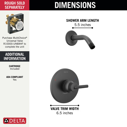 Delta Trinsic T14259 Monitor 14 Series Shower Trim - Less Head, matte black - view 2