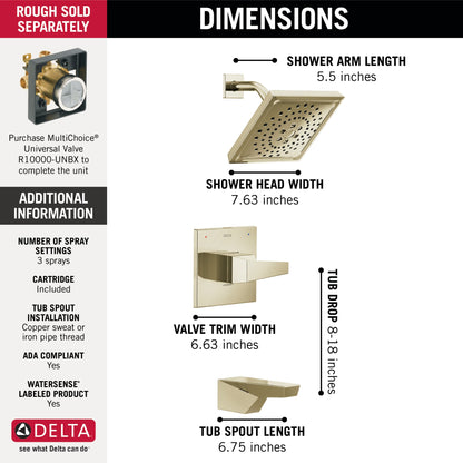 Delta Trillian T14443 14 Series H2Okinetic Tub Shower Trim
