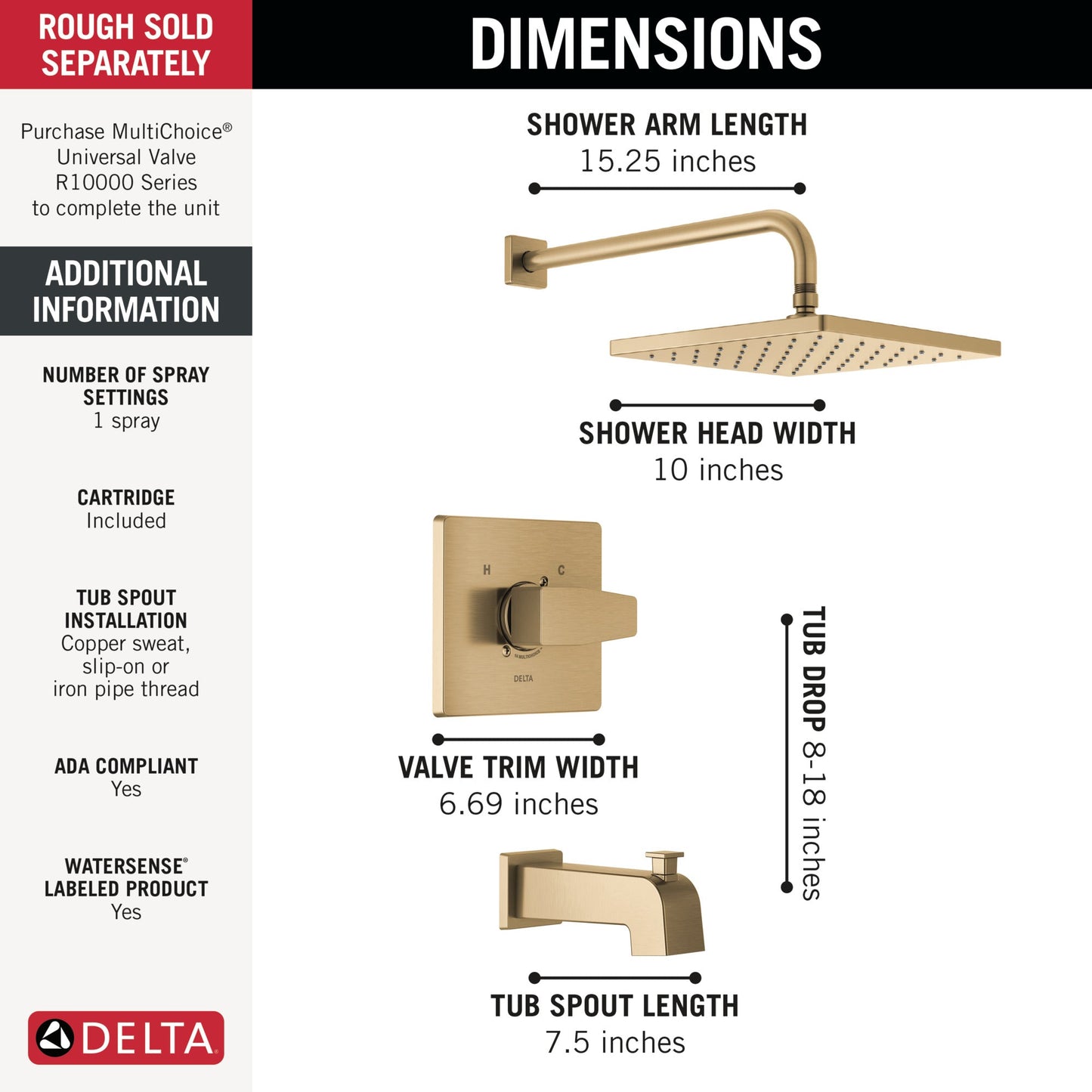 Delta Modern T14468 Monitor 14 Series Tub & Shower Trim