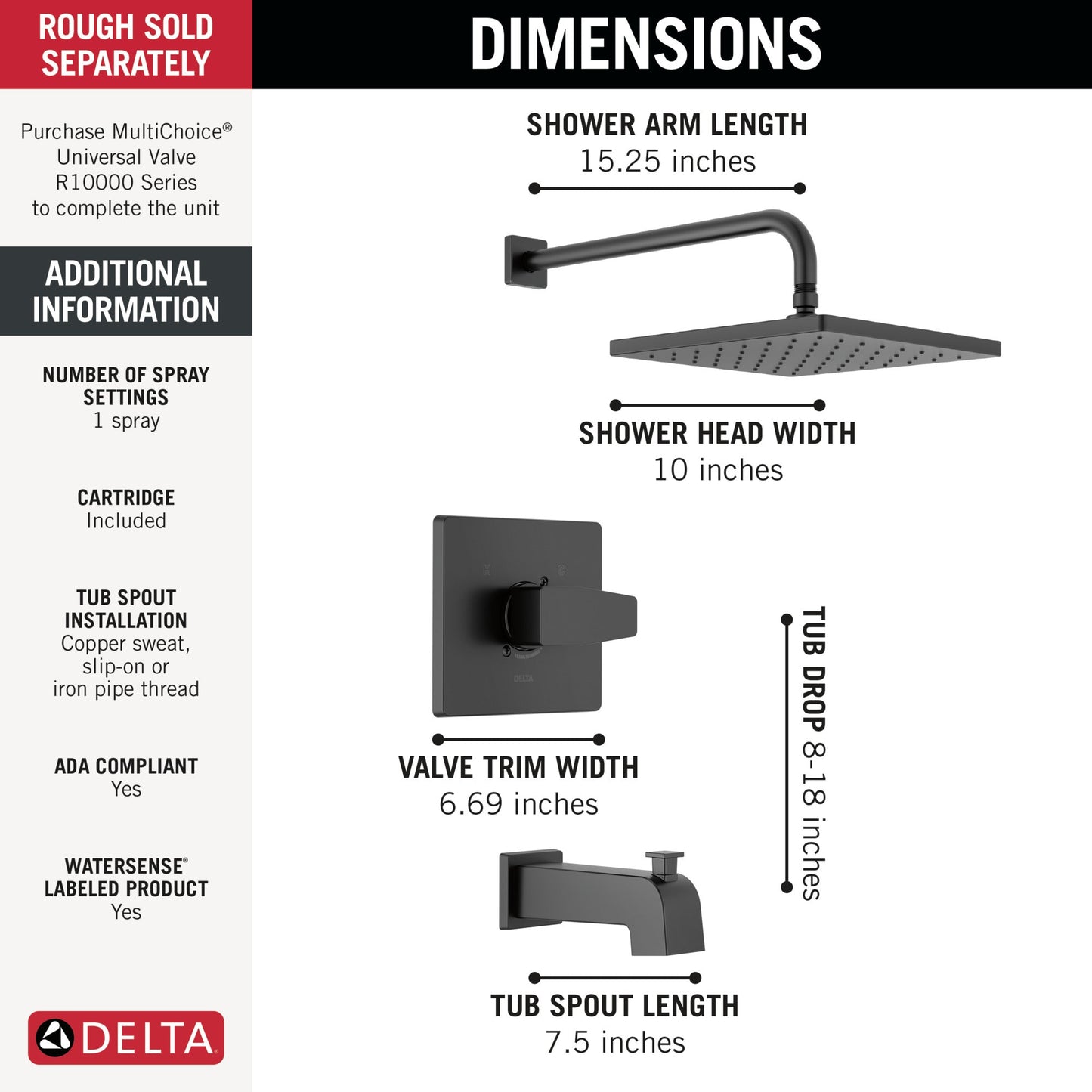 Delta Modern T14468 Monitor 14 Series Tub & Shower Trim