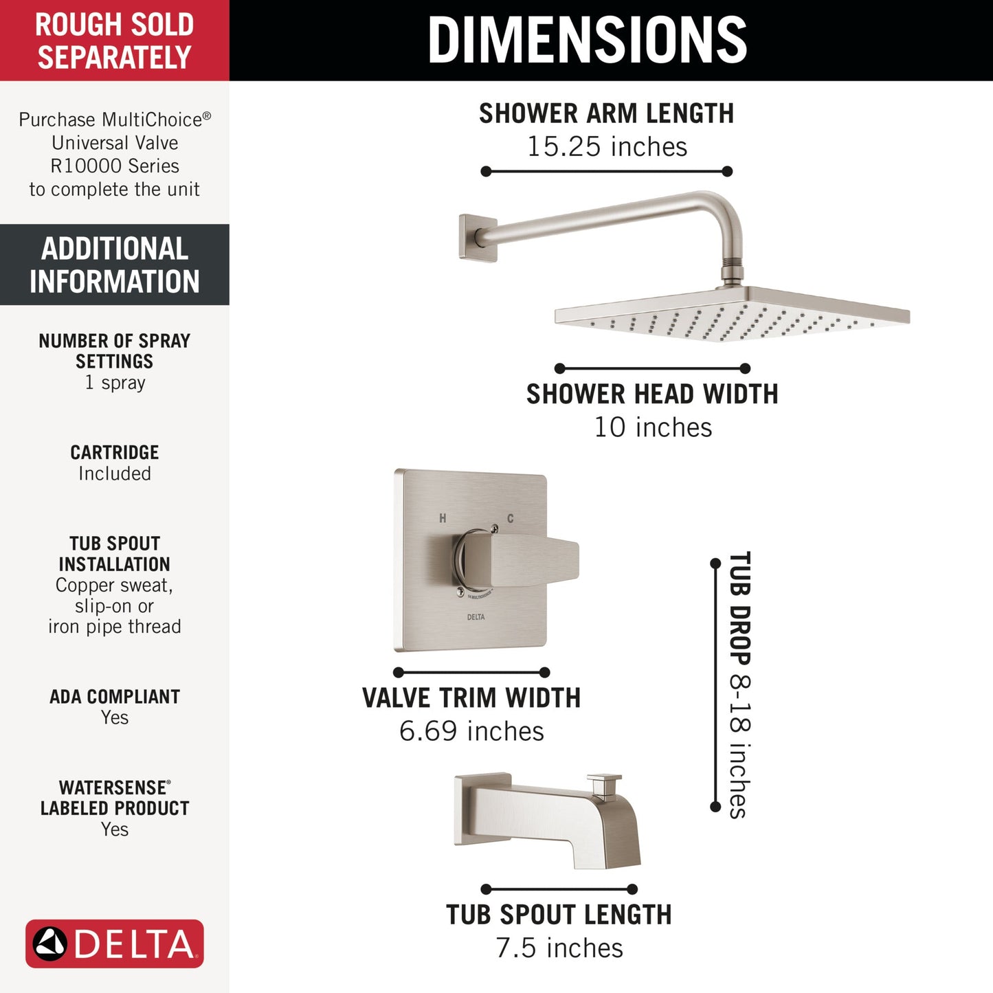 Delta Modern T14468 Monitor 14 Series Tub & Shower Trim