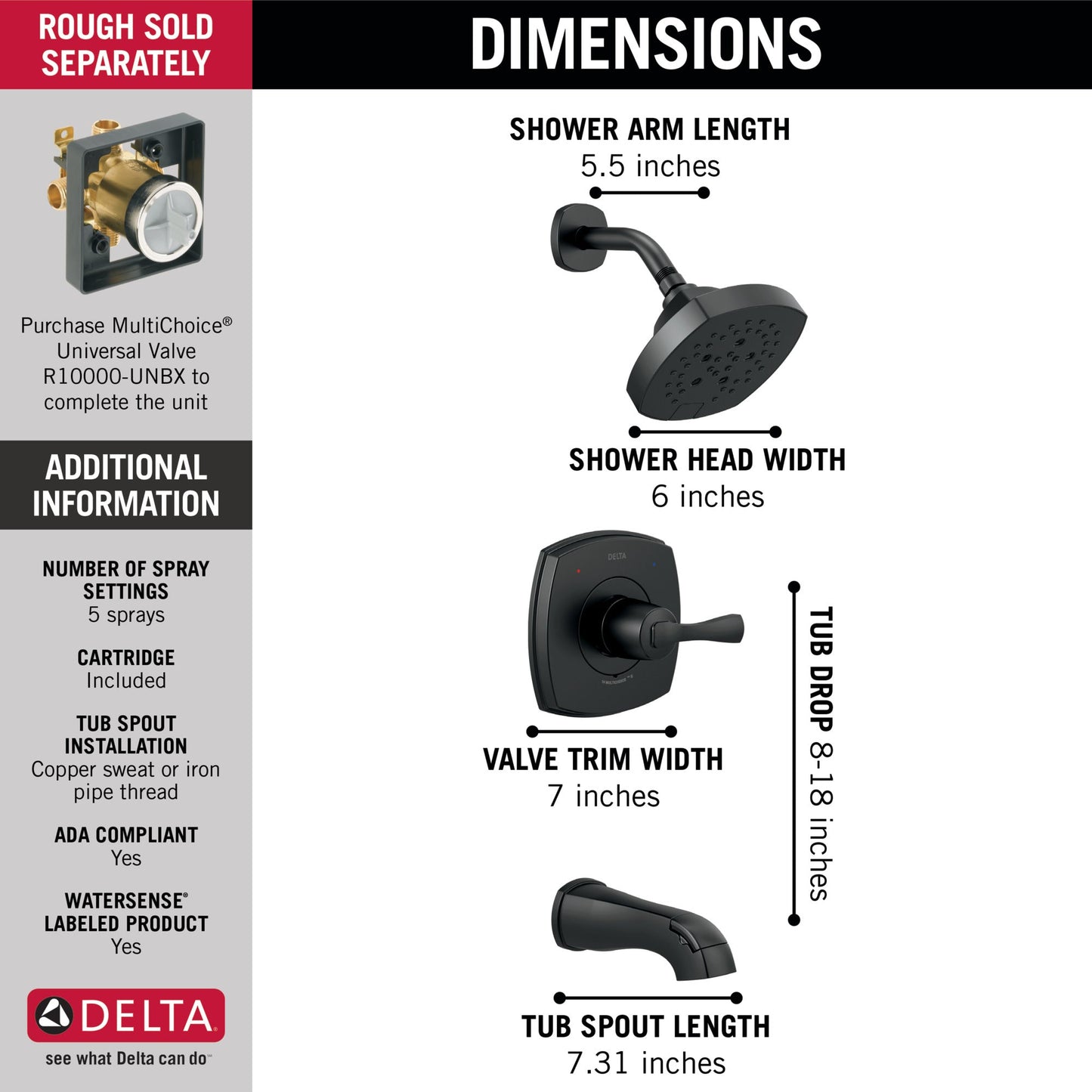 Delta Stryke T14476 14 Series Tub and Shower
