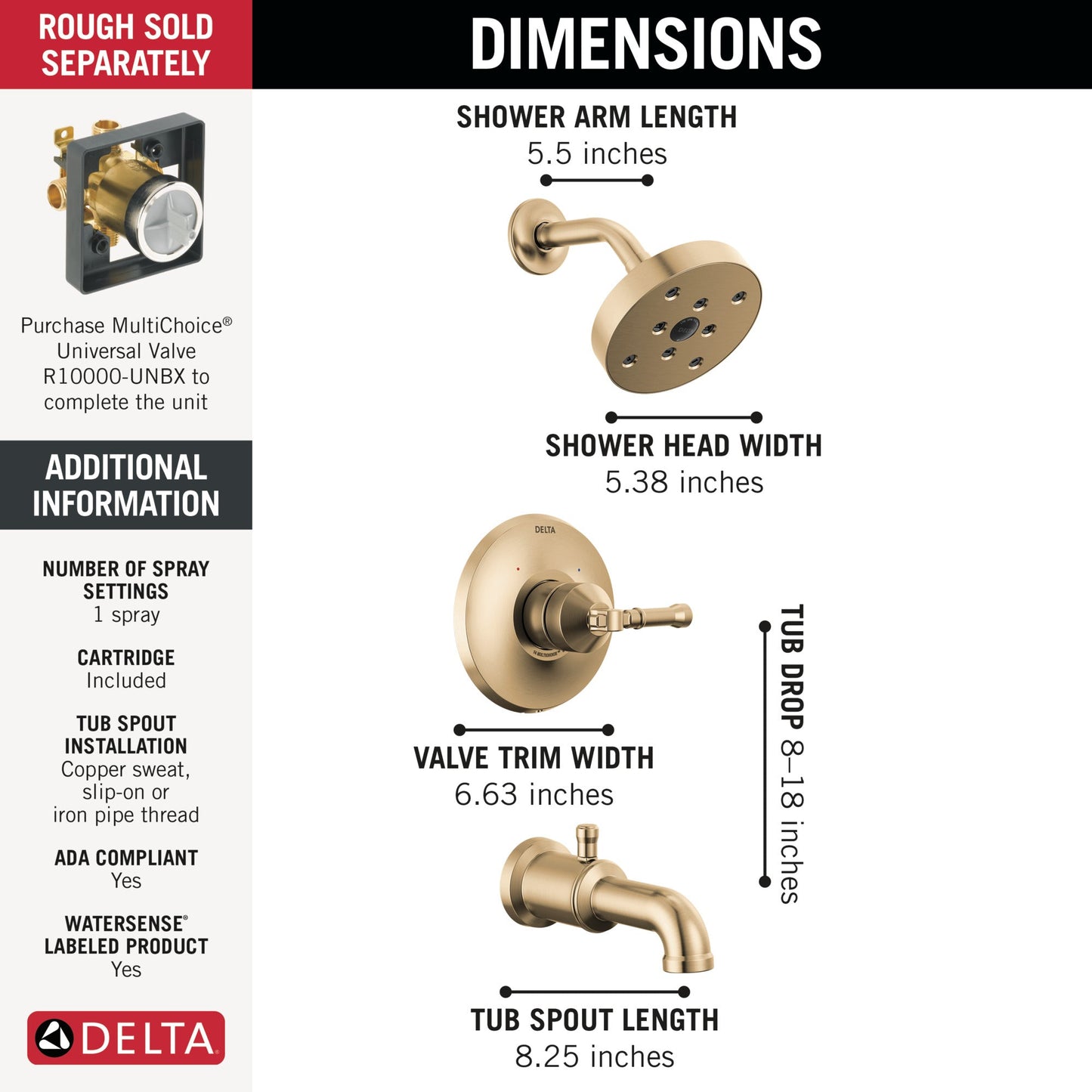 Delta Broderick T14484 14 Series Tub Shower Trim