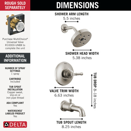 Delta Broderick T14484 14 Series Tub Shower Trim