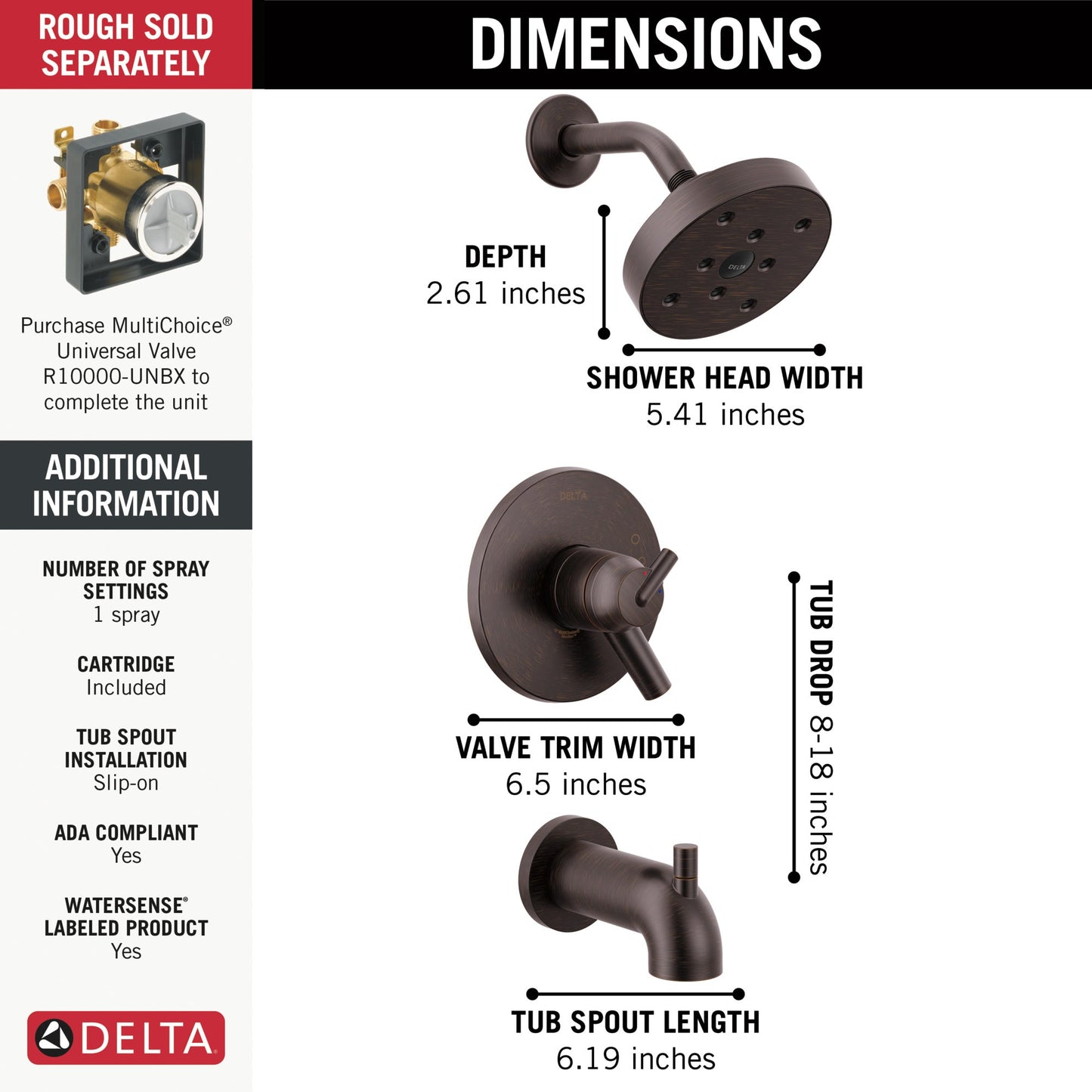 Delta Trinsic T17459 Monitor 17 Series H2OKINETIC Tub & Shower Trim