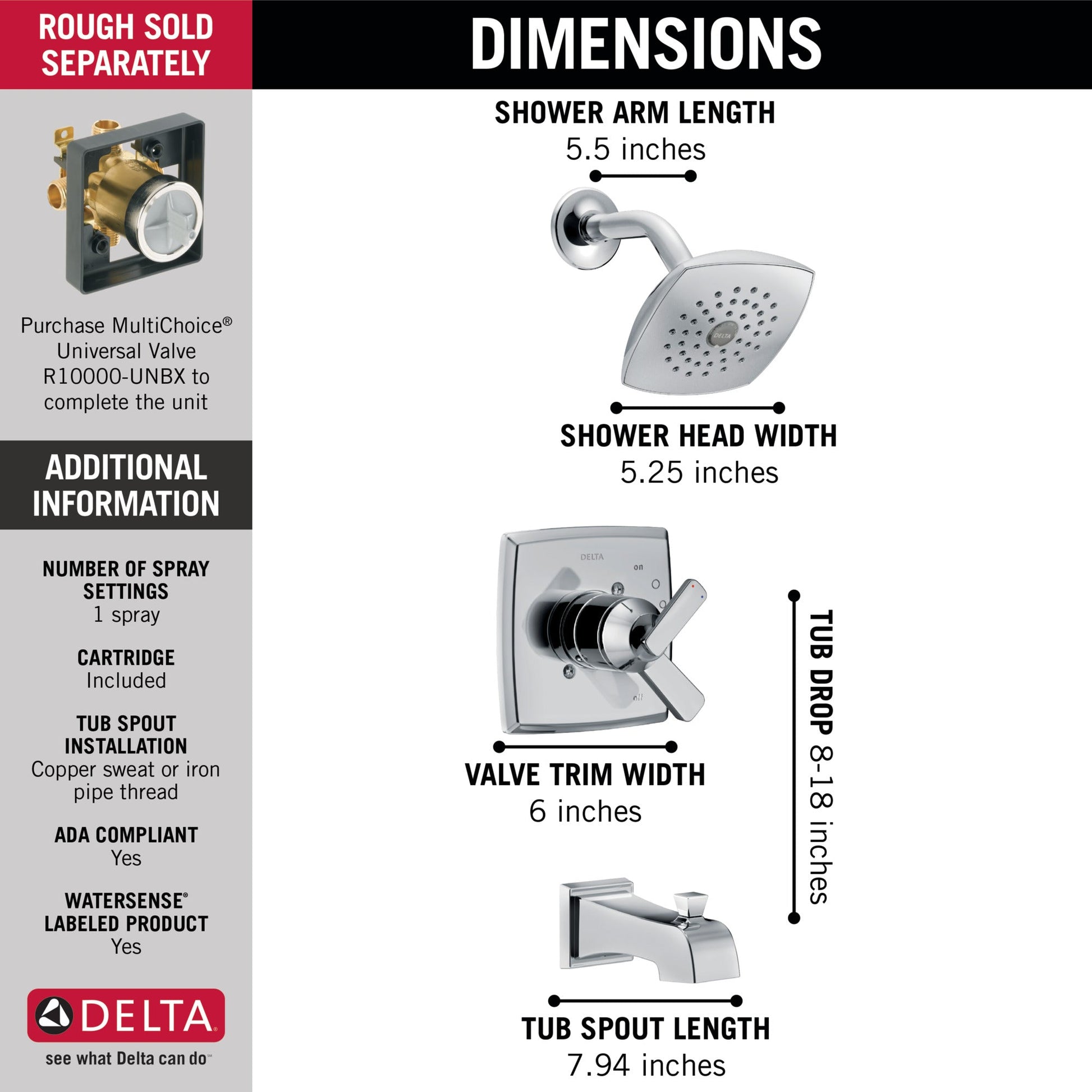 Delta Ashlyn T17464 Monitor 17 Series Tub & Shower Trim, chrome - view 2